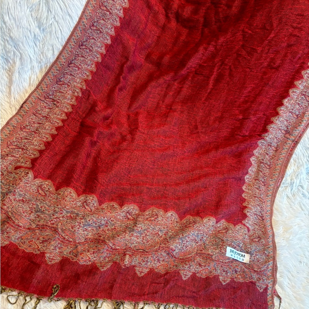 Elegant Red Paisley Scarf